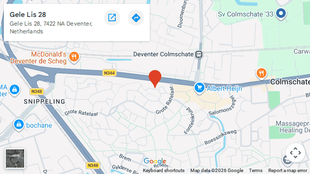 Locatie van Autorijschool Koerhuis op de kaart: Gele Lis 28 in Deventer
